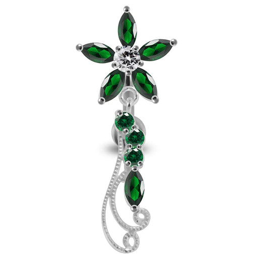 Flower Filigree Dangling Belly Moving Ring - Monster Piercing