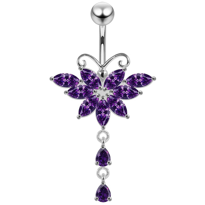 Butterfly Dangling Belly Moving Ring - Monster Piercing