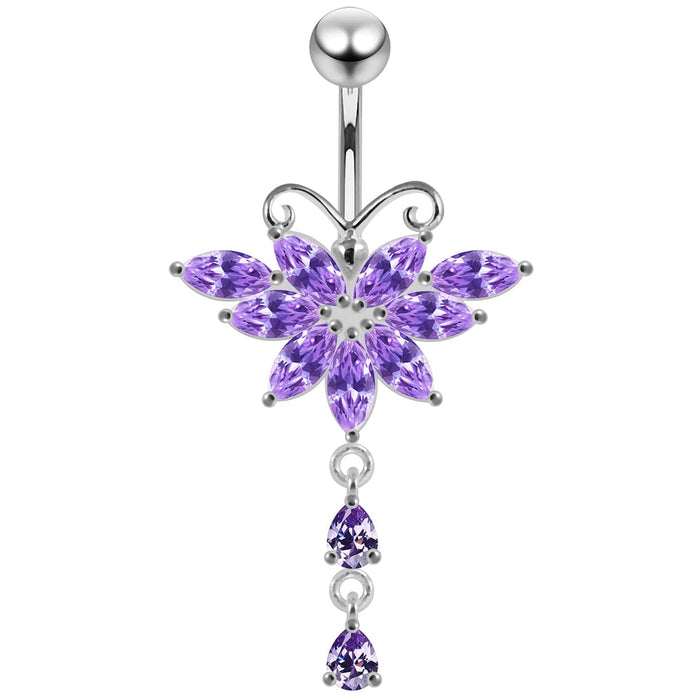 Butterfly Dangling Belly Moving Ring - Monster Piercing