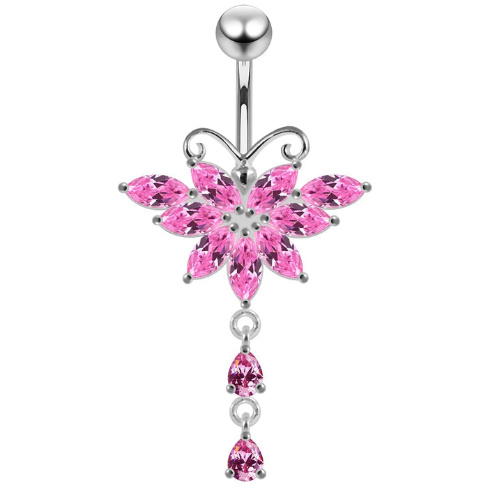 Butterfly Dangling Belly Moving Ring - Monster Piercing