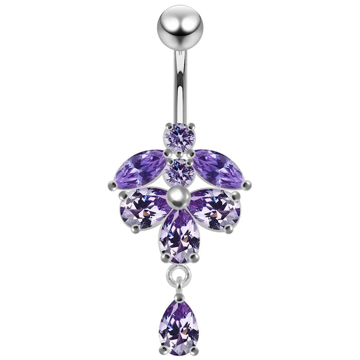 Elegant Pear Dangling Belly Moving Ring - Monster Piercing