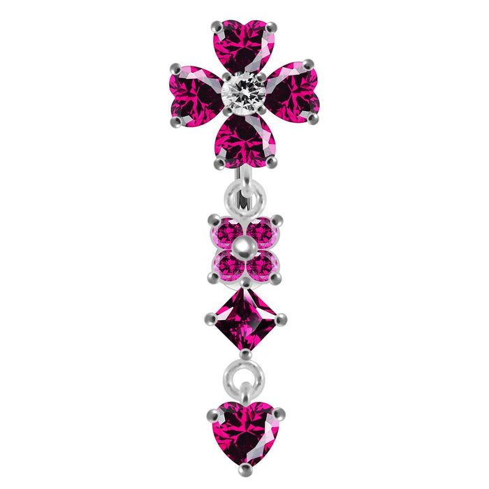 Flower Dangling Belly Moving Ring - Monster Piercing