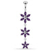 Triple Flower Dangling Belly Moving Ring - Monster Piercing