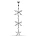 Triple Flower Dangling Belly Moving Ring - Monster Piercing