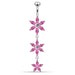 Triple Flower Dangling Belly Moving Ring - Monster Piercing