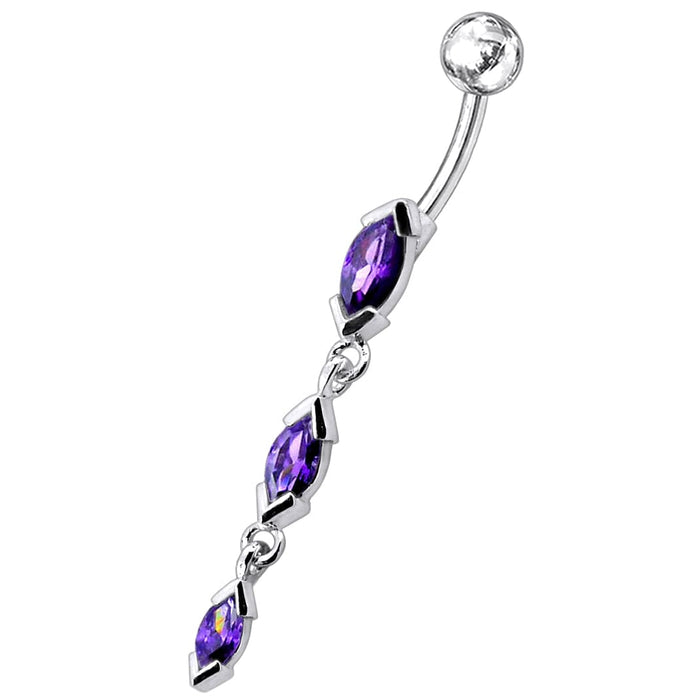 Triple Marquis Dangling Belly Moving Ring - Monster Piercing