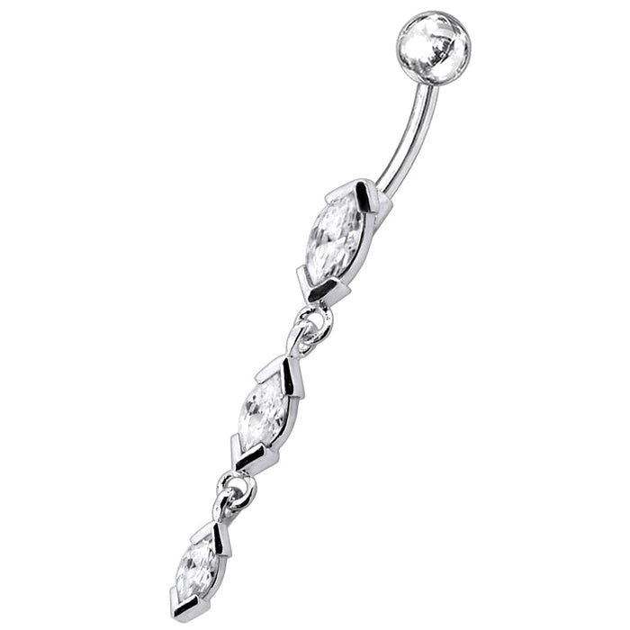 Triple Marquis Dangling Belly Moving Ring - Monster Piercing