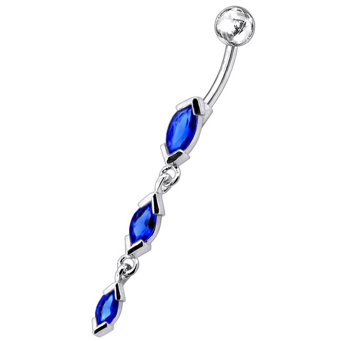 Triple Marquis Dangling Belly Moving Ring - Monster Piercing