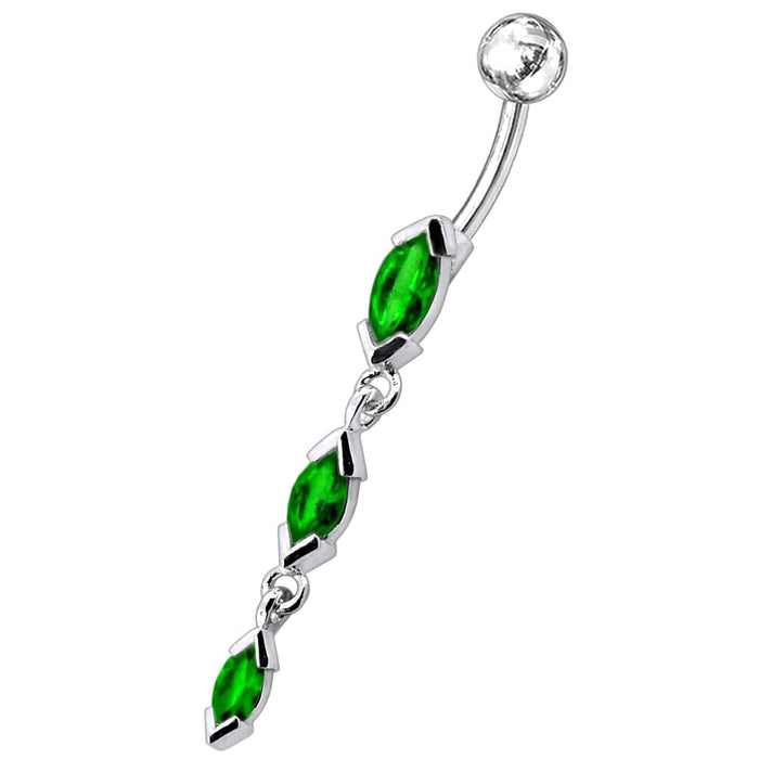 Triple Marquis Dangling Belly Moving Ring - Monster Piercing