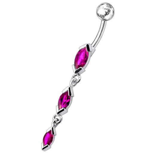 Triple Marquis Dangling Belly Moving Ring - Monster Piercing