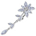 Flower Stone Studded Dangling Jeweled SS Bar Belly Ring - Monster Piercing