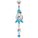 Artistic Flower Dangling Belly Moving Ring - Monster Piercing