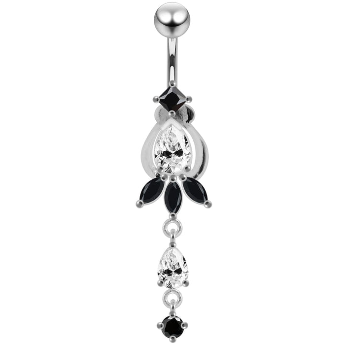 Artistic Flower Dangling Belly Moving Ring - Monster Piercing