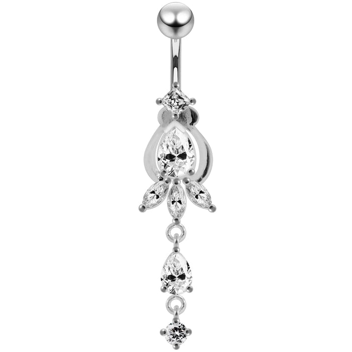 Artistic Flower Dangling Belly Moving Ring - Monster Piercing