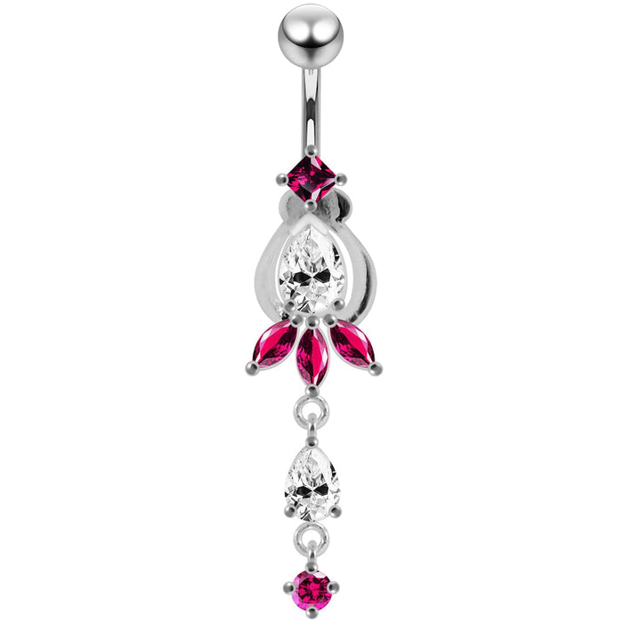 Artistic Flower Dangling Belly Moving Ring - Monster Piercing