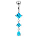 Square Gem Dangling Belly Moving Ring - Monster Piercing