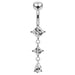 Square Gem Dangling Belly Moving Ring - Monster Piercing