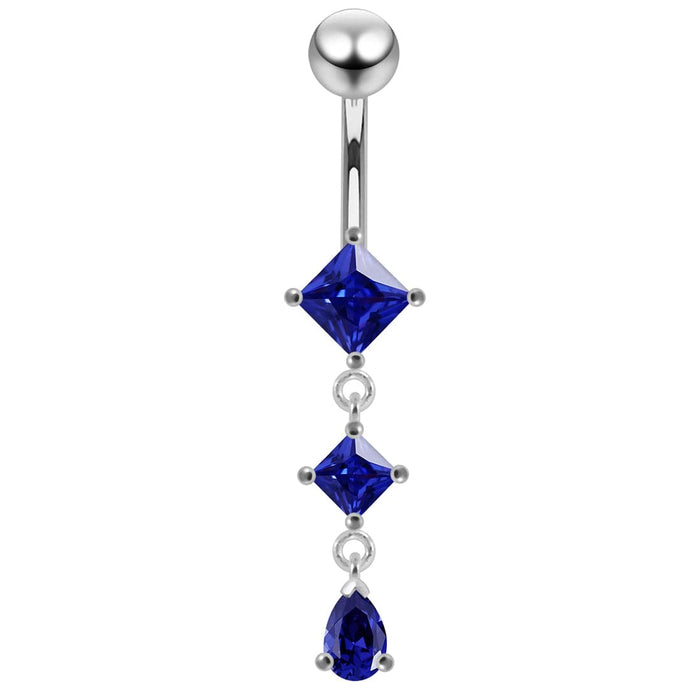 Square Gem Dangling Belly Moving Ring - Monster Piercing