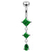 Square Gem Dangling Belly Moving Ring - Monster Piercing