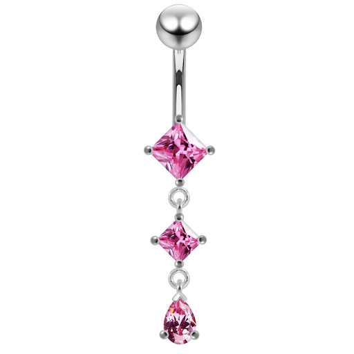 Square Gem Dangling Belly Moving Ring - Monster Piercing