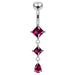 Square Gem Dangling Belly Moving Ring - Monster Piercing