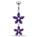 Prong Set Flower Dangling Belly Moving Ring - Monster Piercing