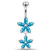 Prong Set Flower Dangling Belly Moving Ring - Monster Piercing