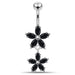 Prong Set Flower Dangling Belly Moving Ring - Monster Piercing