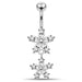 Prong Set Flower Dangling Belly Moving Ring - Monster Piercing