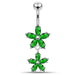 Prong Set Flower Dangling Belly Moving Ring - Monster Piercing