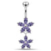 Prong Set Flower Dangling Belly Moving Ring - Monster Piercing