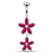 Prong Set Flower Dangling Belly Moving Ring - Monster Piercing