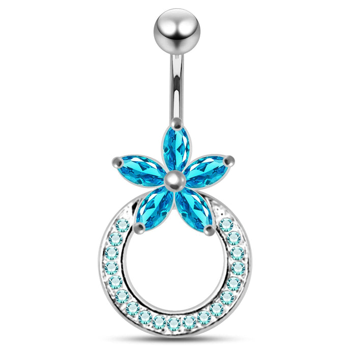 Navel Around Flower Belly Moving Ring - Monster Piercing