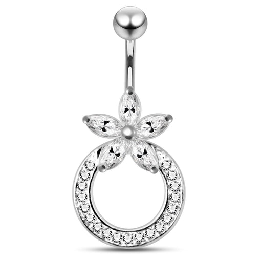 Navel Around Flower Belly Moving Ring - Monster Piercing