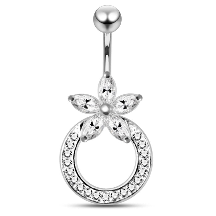 Navel Around Flower Belly Moving Ring - Monster Piercing