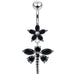 Flower and Dragonfly Dangling Belly Moving Ring - Monster Piercing