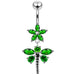 Flower and Dragonfly Dangling Belly Moving Ring - Monster Piercing