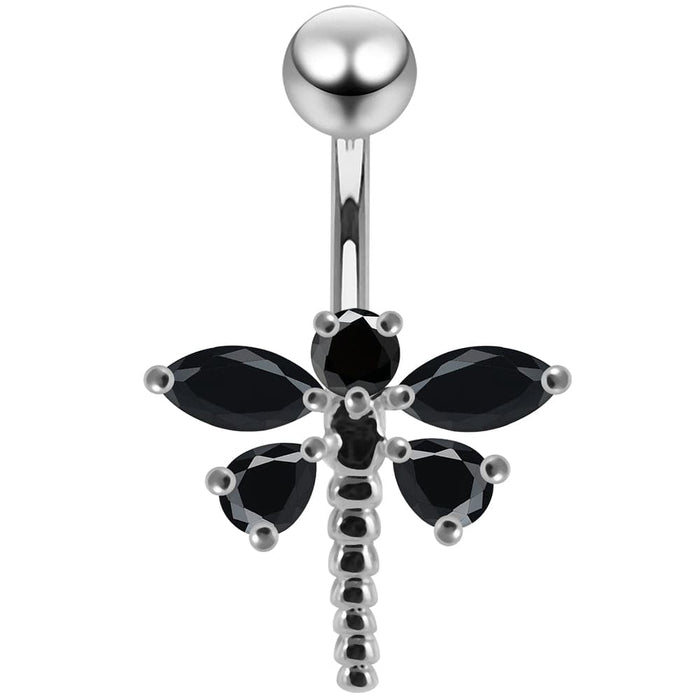 Jeweled Dragonfly Non-Moving Belly Ring - Monster Piercing