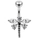 Jeweled Dragonfly Non-Moving Belly Ring - Monster Piercing