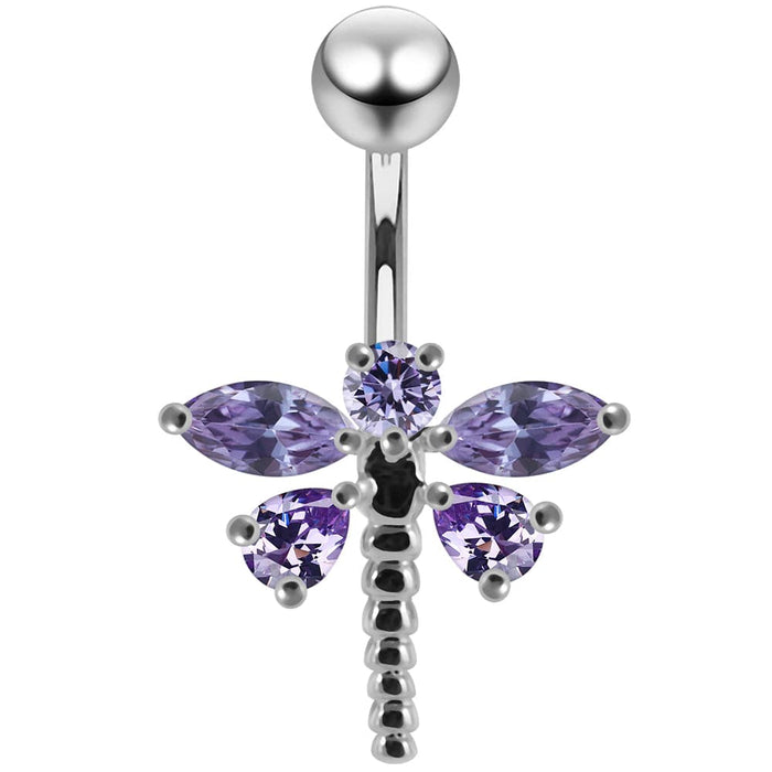 Jeweled Dragonfly Non-Moving Belly Ring - Monster Piercing