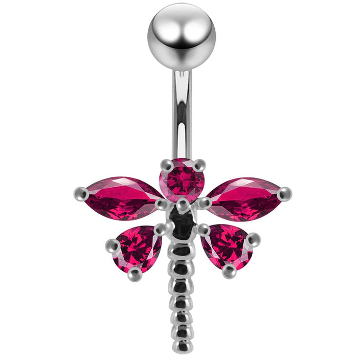 Jeweled Dragonfly Non-Moving Belly Ring - Monster Piercing