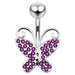 Butterfly Shaped Jeweled Non-Moving Belly Ring - Monster Piercing