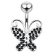 Butterfly Shaped Jeweled Non-Moving Belly Ring - Monster Piercing