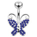 Butterfly Shaped Jeweled Non-Moving Belly Ring - Monster Piercing