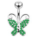 Butterfly Shaped Jeweled Non-Moving Belly Ring - Monster Piercing