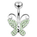 Butterfly Shaped Jeweled Non-Moving Belly Ring - Monster Piercing