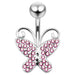 Butterfly Shaped Jeweled Non-Moving Belly Ring - Monster Piercing