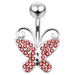 Butterfly Shaped Jeweled Non-Moving Belly Ring - Monster Piercing