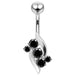 Elegant Jeweled Leaf Non-Moving Belly Ring - Monster Piercing