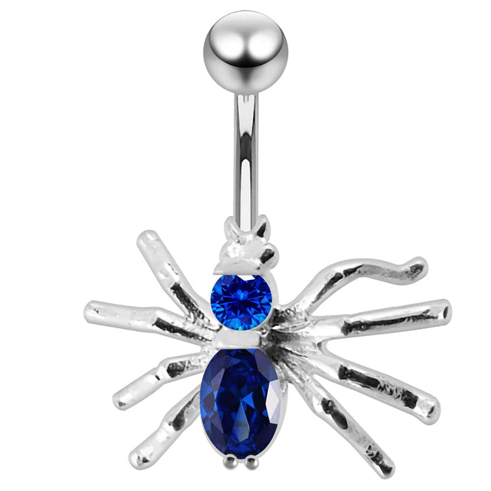 Jewelled Spider Non-Moving Belly Ring - Monster Piercing